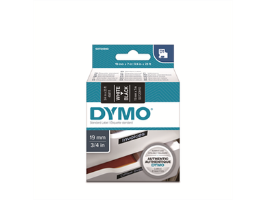 Tarrakasetti Dymo D1 45811 19mm musta/valkoinen 