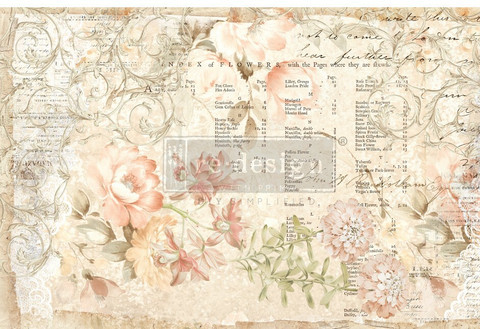 Decoupage-arkki - 48x76 cm - Paper Floral Parchment - Prima Redesign Decor Tissue Paper