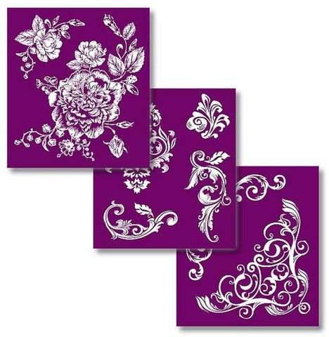 Sabluunasetti  20 x 22 cm - Floral Silkscreen Stencil