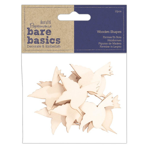 Vanerikoriste 12 kpl - Papermania Bare Basics Wooden Shapes Hummingbirds