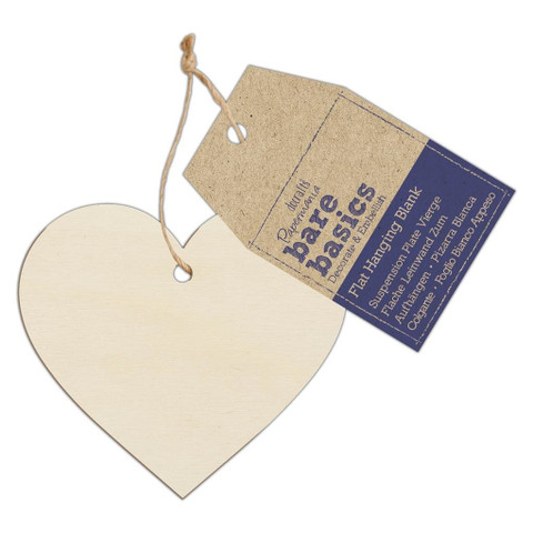 Sydän puukoriste - Papermania Bare Basics Flat Hanging Blank Wooden Heart 