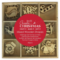 Vanerikoristeet 45 kpl - Papermania Create Christmas Mixed Wooden Shapes Christmas Icons