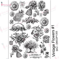 Vesisiirtokuva A4 - Vintage Flowers #1
