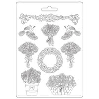 Muotti A4 - Stamperia Soft Mould Provence Garlands and Bouquets