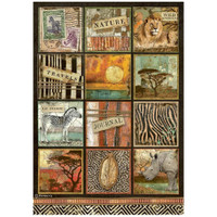 Decoupage-arkki A4 - Stamperia Rice Paper Savana Square
