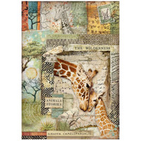 Decoupage-arkki A4 - Stamperia Rice Paper Savana Giraffe