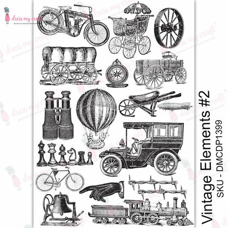 Vesisiirtokuva A4 - Dress My Craft Transfer Me Vintage Elements #2