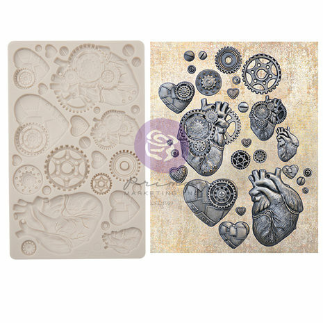Silikonimuotti 20x13 cm - Finnabair Steampunk Hearts Moulds