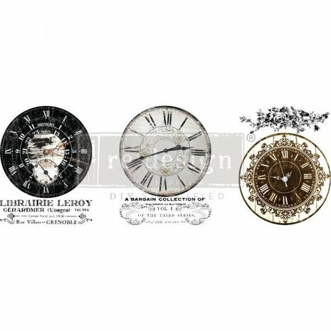 Siirtokuva  30x60 cm - Vintage Clocks Redesign With Prima Middy Decor Transfers