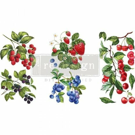 Siirtokuva 30x45 cm - Sweet Berries Redesign With Prima Decor Transfers