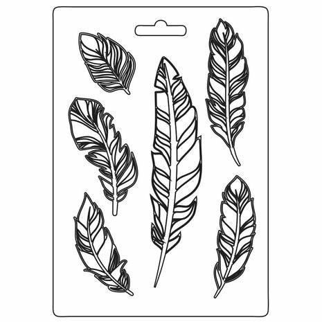 Muotti 15x21 cm - Stamperia Soft Mould Our Way Feathers