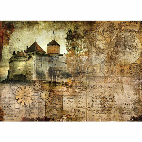 Decoupage-arkki 59x84 cm -  Hilltop Castle Re-Design with Prima A1 Decor Rice Paper 