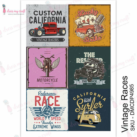 Vesisiirtokuva A4 - Dress My Craft Transfer Me Vintage Races