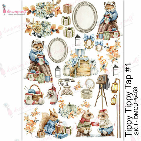 Vesisiirtokuva A4 - Dress My Craft Transfer Me Tippy Tippy Tap #1 