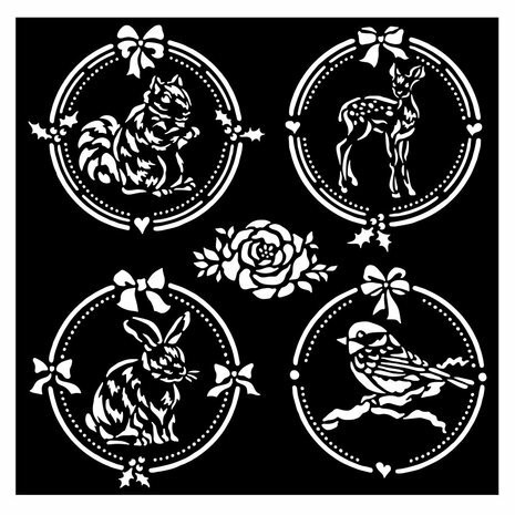 Sabluuna 18x18 cm - Stamperia Thick Stencil Christmas Frame 4 Rounds