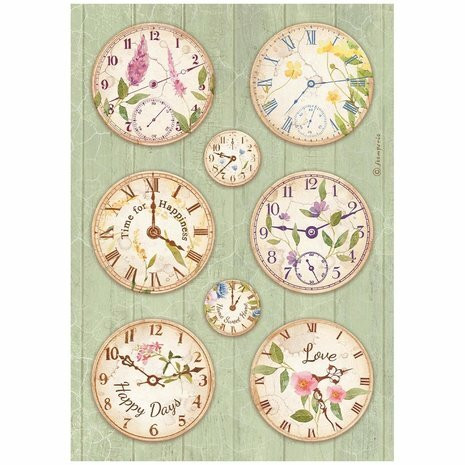 Decoupage-paperi A4 - Stamperia Rice Paper Clocks 