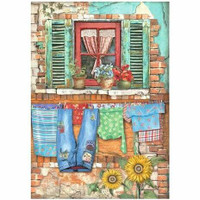 Decoupage-paperi A4 - Stamperia Stamperia Sunflower Art Window 