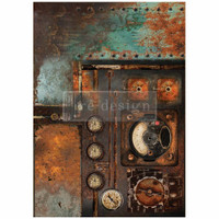 Decoupage-kuitupaperi 59x84 cm - Re-Design Decoupage Fiber Aged Machinery Elegance