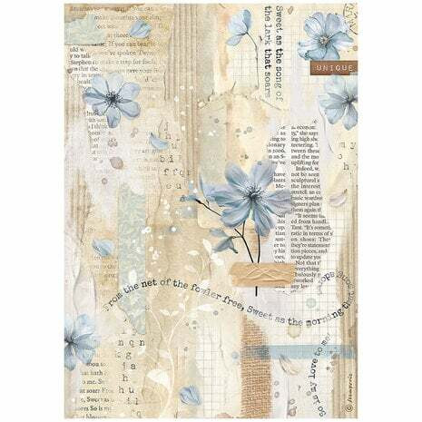 Riisipaperi A4 - Stamperia Rice Paper Blue Flower