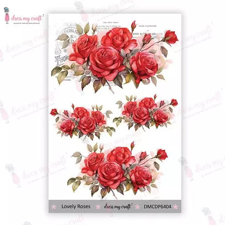 Vesisiirtokuva 10x15 cm - Dress My Craft Transfer Me Mini Lovely Roses