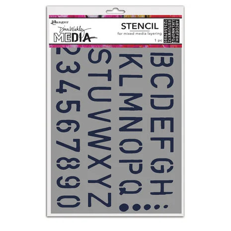 Sabluuna 15x22 cm - Ranger Dina Wakley MEdia Cling Stencils School Style Alpha
