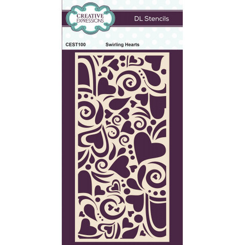 Sabluuna 10x20 cm - Creative Expressions Stencil DL Swirling Hearts