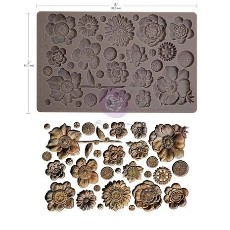 Koristemuotti 12x20 cm - Re-Design Finnabair Decor Moulds Rusty Flowers