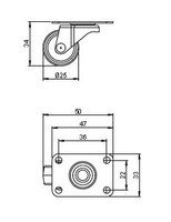 Kalustepyörä 2,5 cm, musta