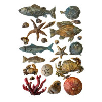 Koristemuotti 15x21 cm - Stamperia Silent Sea Silicon Mould Shells and Fish