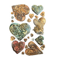 Koristemuotti 15x21 cm - Stamperia Alice in Christmas Silicon Mould Simple Hearts