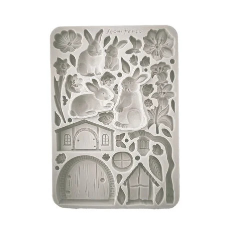 Koristemuotti 15x21 cm - Stamperia Silicon Mould Rabbit and Flowers