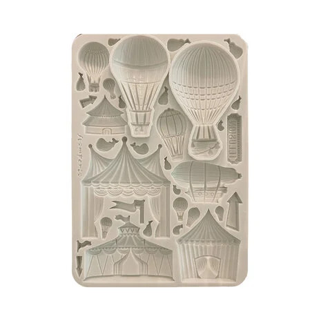 Koristemuotti 15x21 cm - Stamperia Alice in Christmas Silicon Mould Circus and Air Balloons 