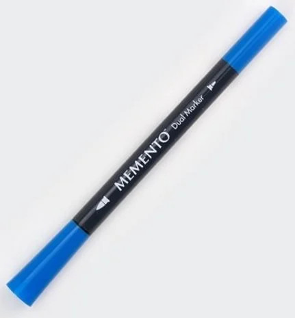 Maalikynä sininen - Tsukineko Memento Ink Marker Dual Tip Bahama Blue