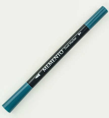 Maalikynä turkoosi - Tsukineko Memento Ink Marker Dual Tip Teal Zeal