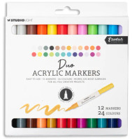 Maalikynät 12x2 kpl - Studio Light Duo Acrylic Markers