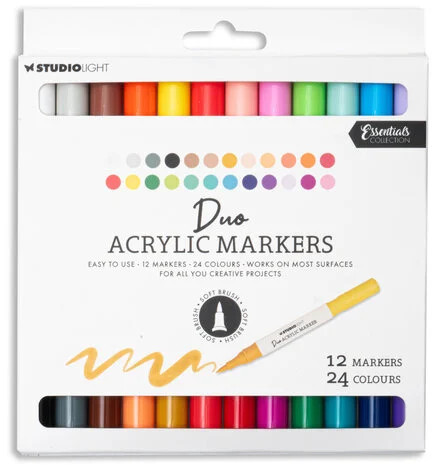 Maalikynät 12x2 kpl - Studio Light Duo Acrylic Markers