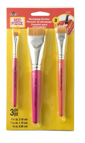 Sivellinsetti 3 kpl, Mod Podge Decoupage Brushes Gold Taklon 