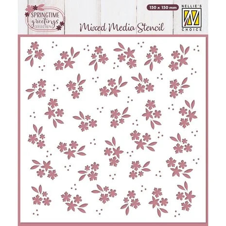 Sabluuna 15x15 cm - Nellie Snellen Mixed Media Stencil Spring Flowers