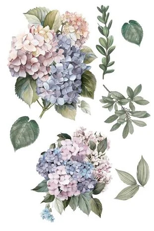 Siirtokuva 30x60 cm - Papers For You Decor Transfers Hydrangeas 3 pcs
