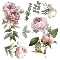 Siirtokuva 30x60 cm - Papers For You Decor Transfers Peonies 2 pcs