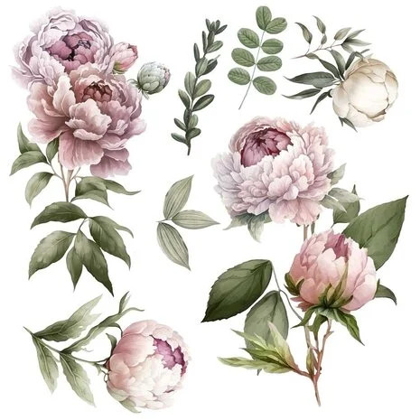 Siirtokuva 30x60 cm - Papers For You Decor Transfers Peonies 2 pcs