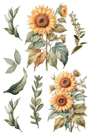 Siirtokuva 30x60 cm - Papers For You Decor Transfers Sunflowers 3 pcs