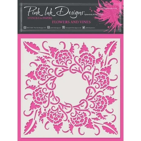 Sabluuna 15x15 cm - Pink Ink Designs Flowers & Vines Stencil