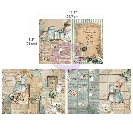 Kuitupaperi 3xA4 - Prima Marketing The Home Baker A4 Decoupage Sheets