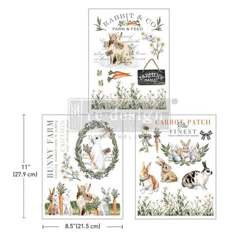 Siirtokuva 27x64 cm - Re-Design with Prima Middy Transfers Blossom Bunnies