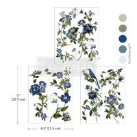 Siirtokuva 27x63 cm, Re-Design with Prima Blue Nest Blooms Middy Transfers