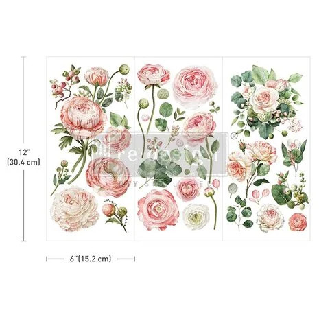 Siirtokuva 30x45 cm - Re-Design with Prima Small Transfers Blushing Blooms