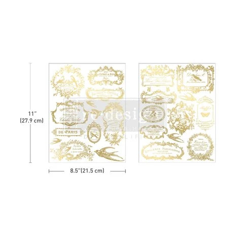 Vesisiirtokuva 27x42 cm - Re-Design with Prima Chant Du Matin H2O Transfers Gold