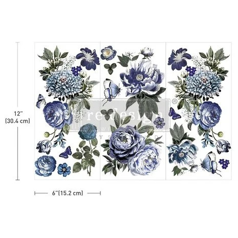 Siirtokuva 30x45 cm - Re-Design with Prima Small Transfers Indigo Petals