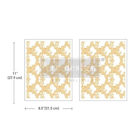 Foliosiirtokuva 27x42 cm - Re-Design with Prima Kacha Middy Foil Transfers Golden Lacework